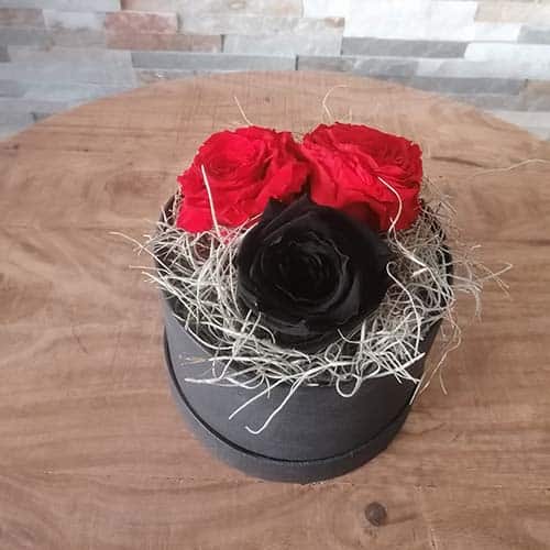 Box rose éternelle rouge et noir - Donaliflor